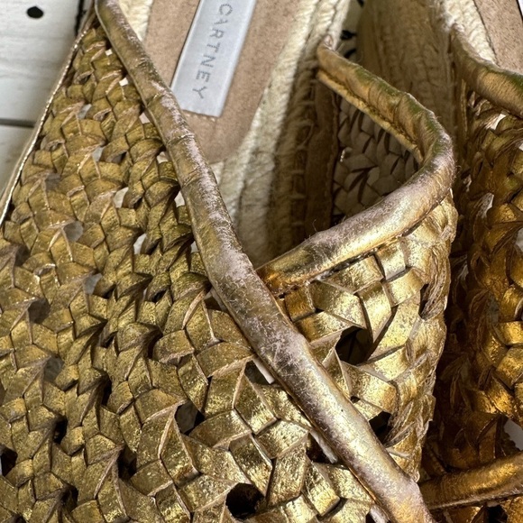 Stella McCartney Gold Wicker Flatform espadrilles Slides in gold size 9 - Picture 6 of 11